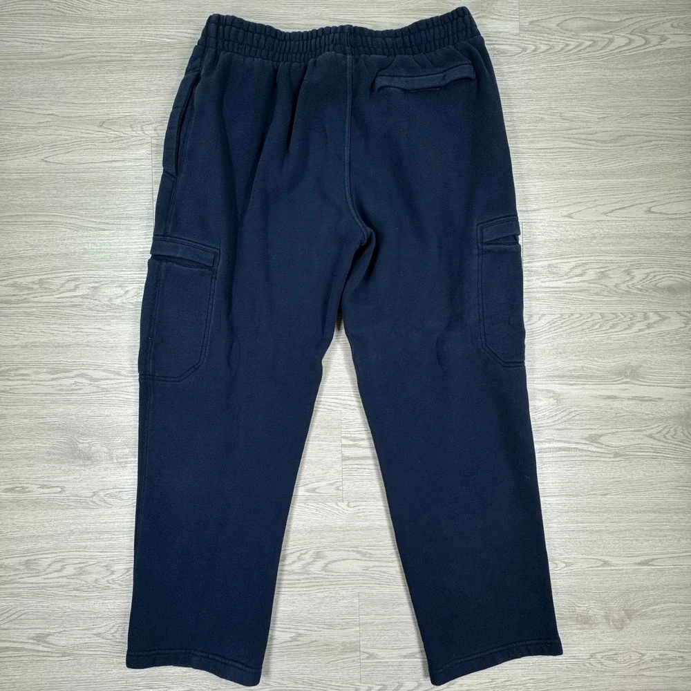 Nike Mens Sweatpants Cargo Fleece Navy Blue Large Swoosh Logo Relaxed Fit Sporty